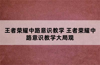 王者荣耀中路意识教学 王者荣耀中路意识教学大局观